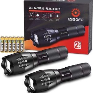 Esgofo LED Flashlights 2 Pack Bright Powerful EDC 3000 Lumen Handheld Flash